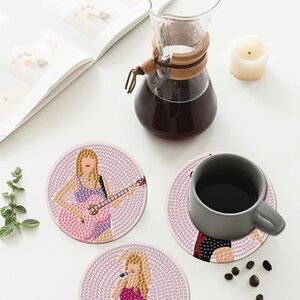 6PCS Singer Diamond Painting Coasters, Diamond Art Kits for Adults, Diamond